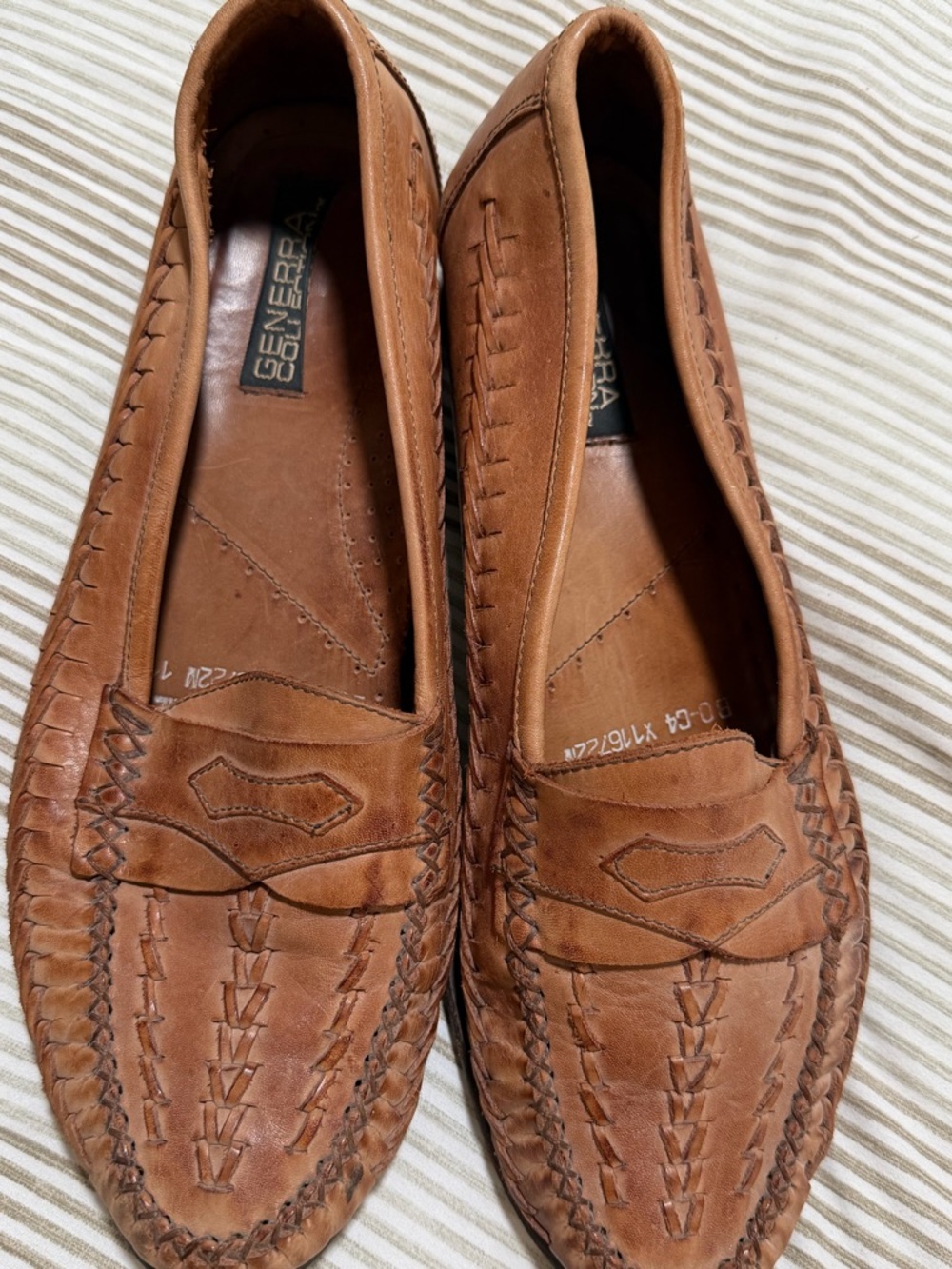GENERRA Woven Leather Loafers in Cognac